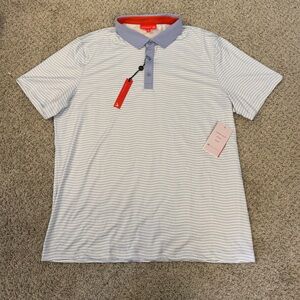 Redvanly Polo Shirt Mens XL Purple Striped Carlton Cosmic Sky Stretch